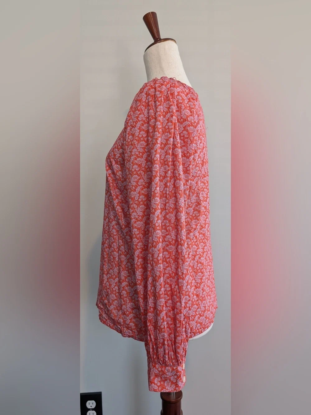 J. Crew x  Liberty of London Puff-Sleeve Scoopneck Shirt Toutouayette Print Sz S